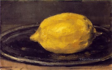 印象派の静物画 Painting - レモン エドゥアール・マネ 印象派の静物画